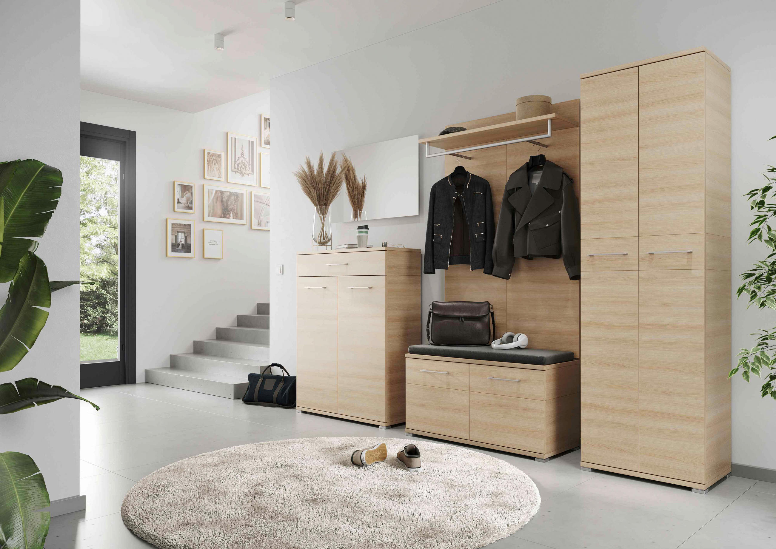 SCHUHSCHRANK 89/118/37 cm  - Eichefarben/Silberfarben, KONVENTIONELL, Holzwerkstoff/Kunststoff (89/118/37cm)