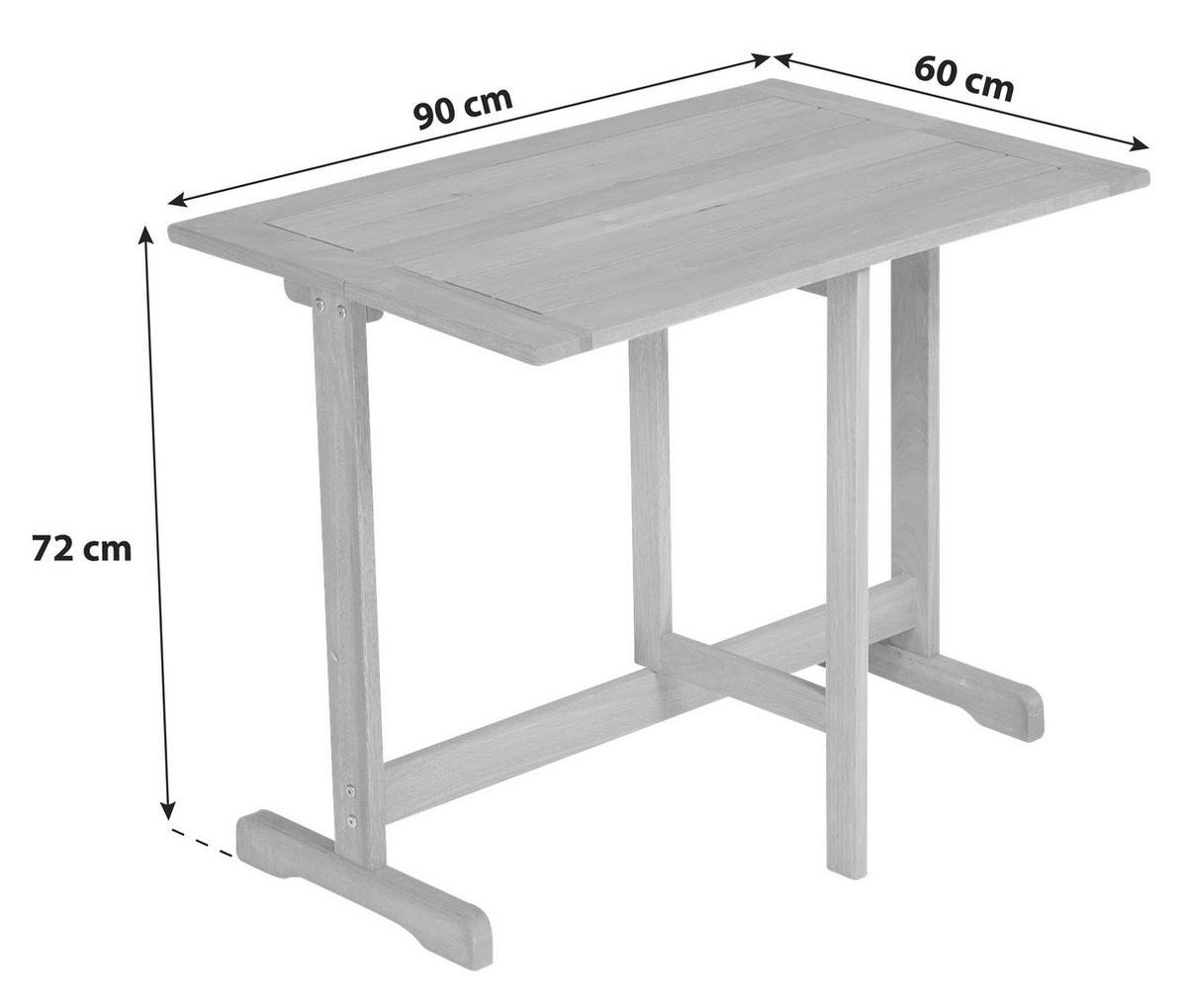 GARTENKLAPPTISCH Holz rechteckig  - Naturfarben, KONVENTIONELL, Holz (90/72/60cm) - Gardenson