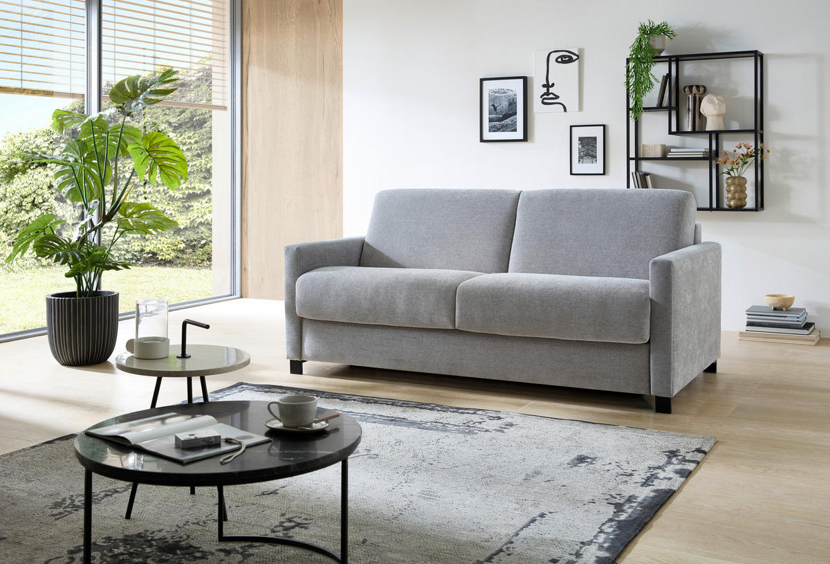 SCHLAFSOFA  in Flachgewebe Grau  - Schwarz/Grau, Design, Textil/Metall (185/84/100cm) - Bali
