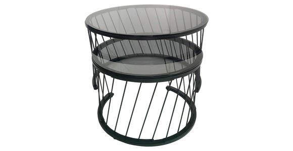 COUCHTISCHSET in Metall, Glas 70/70/42 cm - Schwarz/Grau, Design, Glas/Metall (70/70/42cm) - Novel