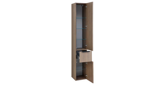 HOCHSCHRANK 30/184/33 cm  - Eiche dunkel/Schwarz, KONVENTIONELL, Glas/Holzwerkstoff (30/184/33cm) - Dieter Knoll