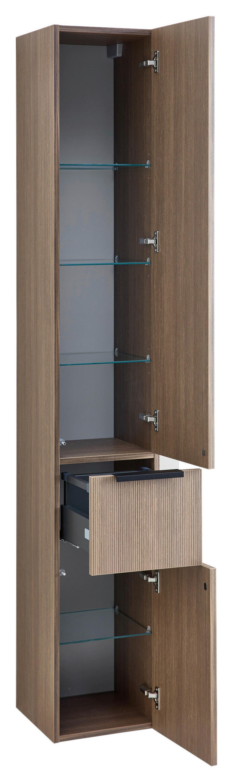HOCHSCHRANK 30/184/33 cm  - Eiche dunkel/Schwarz, KONVENTIONELL, Glas/Holzwerkstoff (30/184/33cm) - Dieter Knoll