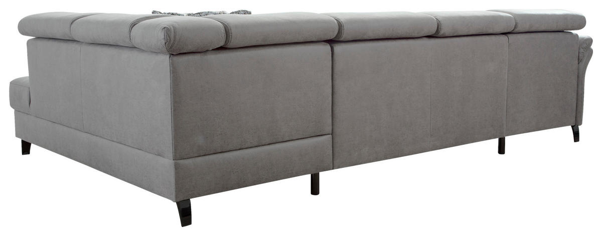 WOHNLANDSCHAFT Hellgrau Mikrofaser  - Hellgrau/Schwarz, KONVENTIONELL, Textil/Metall (165/317/193cm) - Sit & More