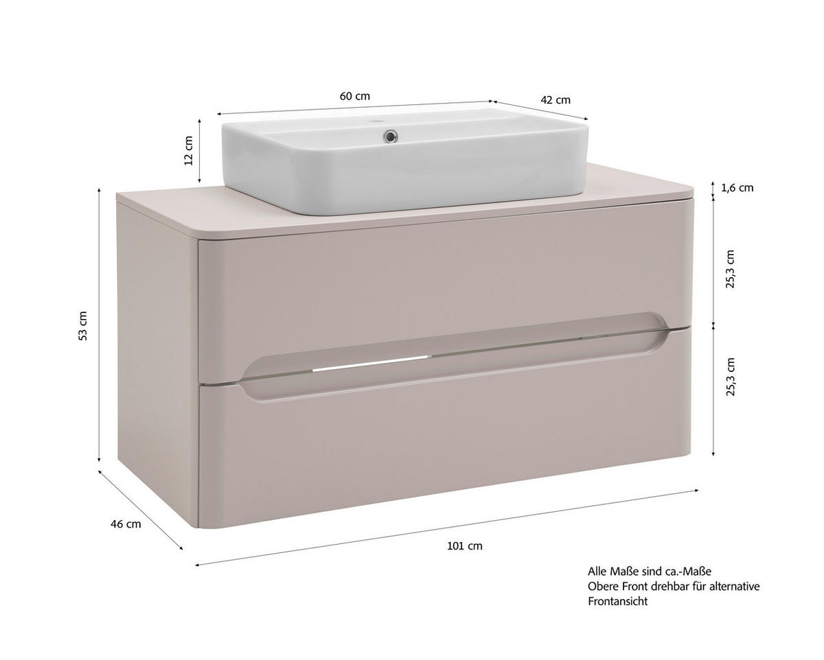 WASCHTISCHKOMBI 101 cm  - Kaschmir/Weiß, KONVENTIONELL, Keramik/Holzwerkstoff (101cm) - Xora