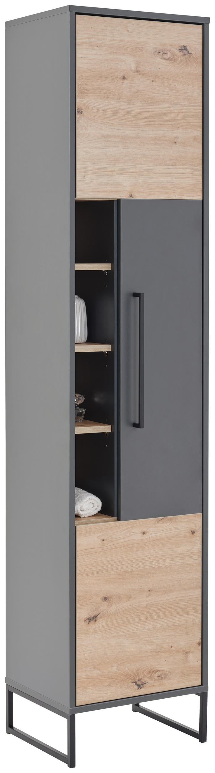 Badezimmer Hochschrank Fabio 40x183 Cm Anthrazit Hängend