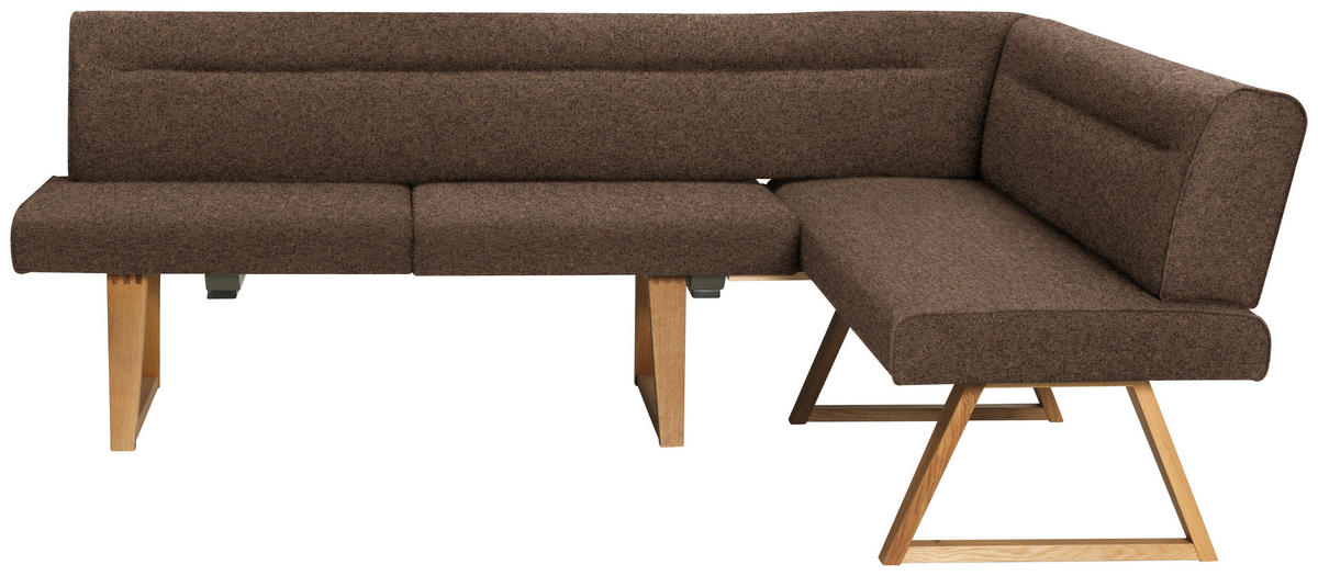 ECKBANK 230/170 cm Samt Braun, Eichefarben Wildeiche massiv   - Eichefarben/Braun, KONVENTIONELL, Holz/Textil (230/170cm) - Moderano