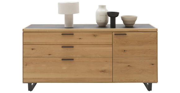 KOMMODE in 181,9/74,5/45,2 cm - Wildeiche/Schwarz, Design, Holz/Metall (181,9/74,5/45,2cm) - Valnatura