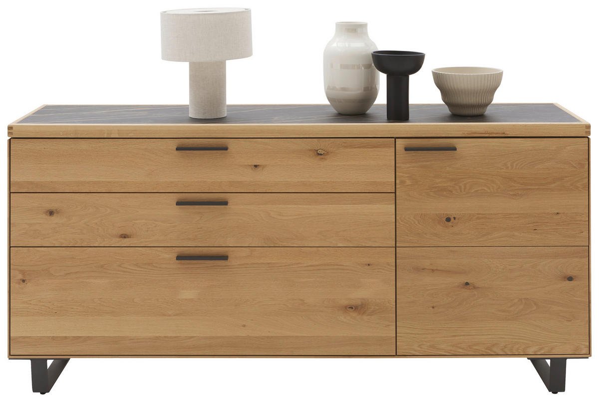 KOMMODE 181,9/74,5/45,2 cm  in Wildeiche  - Wildeiche/Schwarz, Design, Holz/Metall (181,9/74,5/45,2cm) - Valnatura