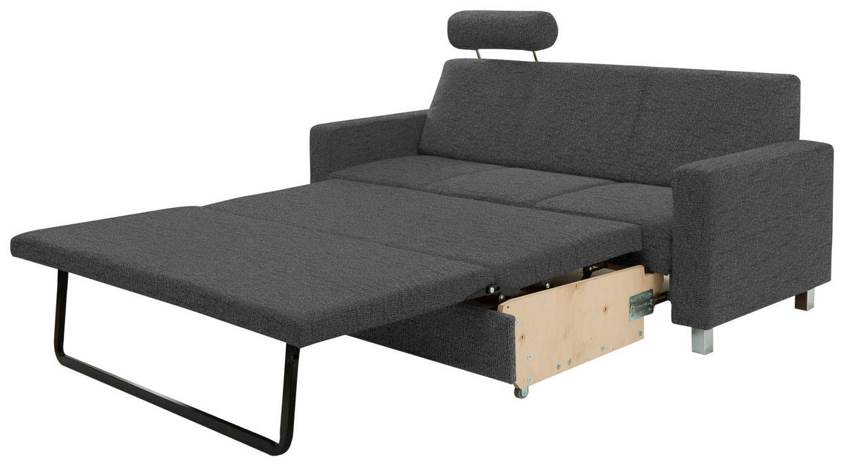 3-SITZER-SOFA Flachgewebe Dunkelgrau  - Chromfarben/Dunkelgrau, Design, Textil/Metall (195/83/85cm) - Xora