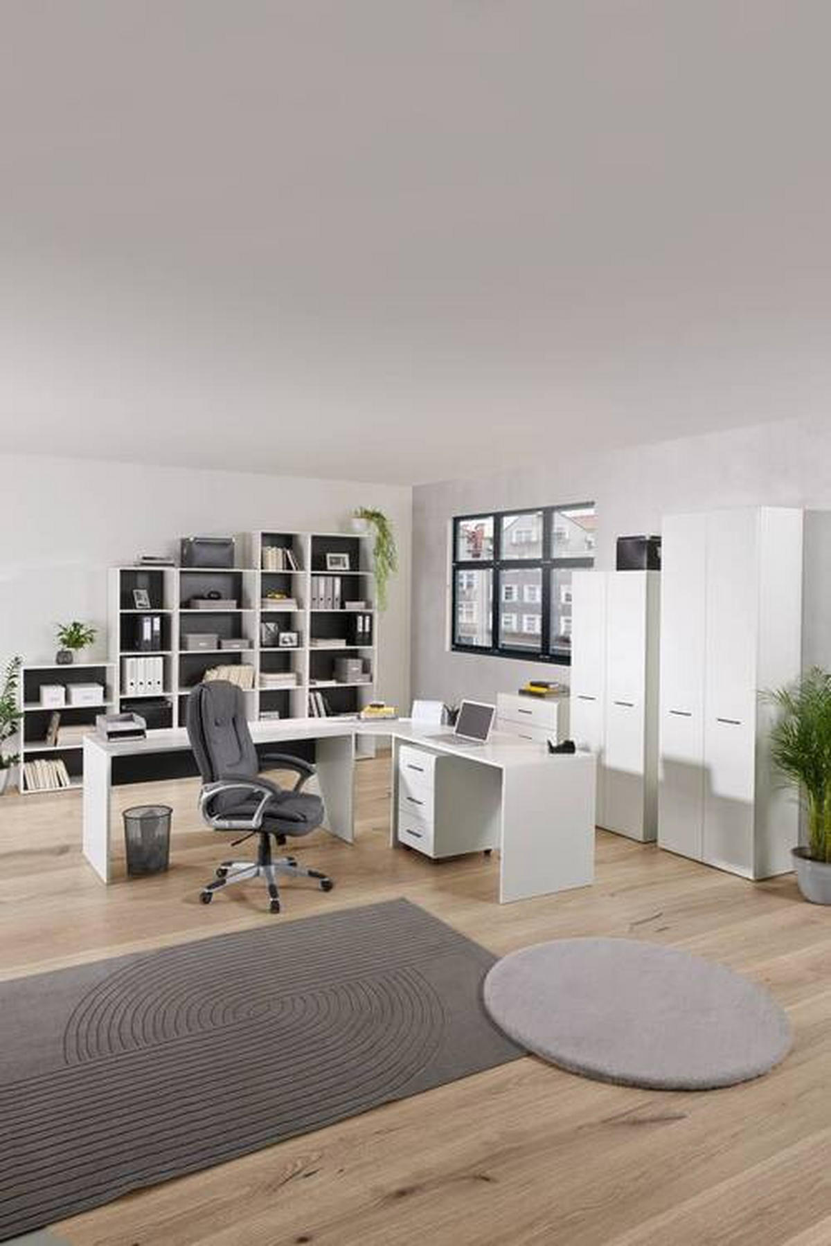 SKRINKA NA DOKUMENTY, antracitová, biela, biela s vysokým leskom, 75/185,6/41,6 cm - biela/biela s vysokým leskom, Basics, kompozitné drevo (75/185,6/41,6cm) - Hom`in