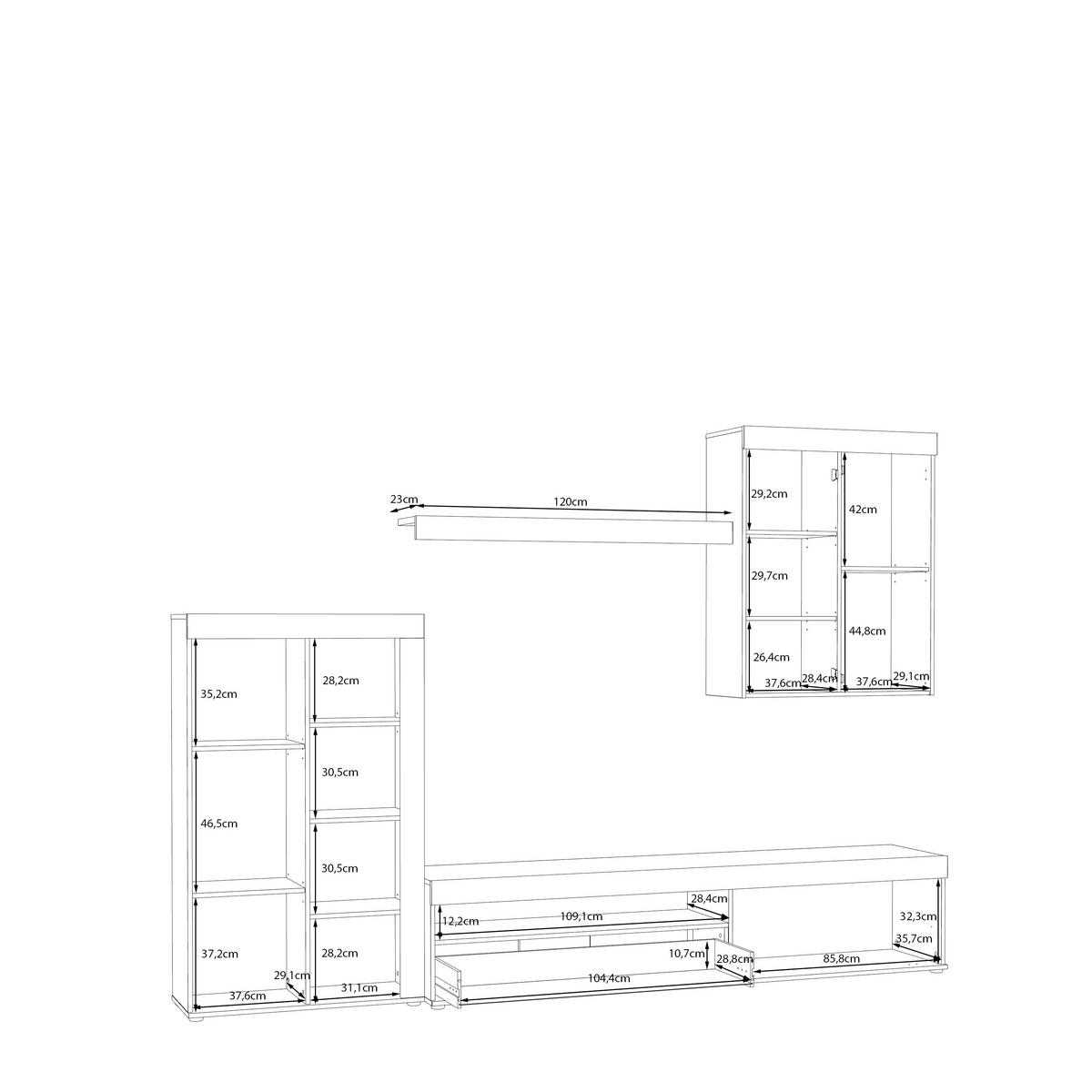 OBÝVACÍ STĚNA, barvy dubu, světle šedá - barvy dubu/světle šedá, Moderní, kompozitní dřevo/sklo (279,9/200,9/41,3cm) - Carryhome