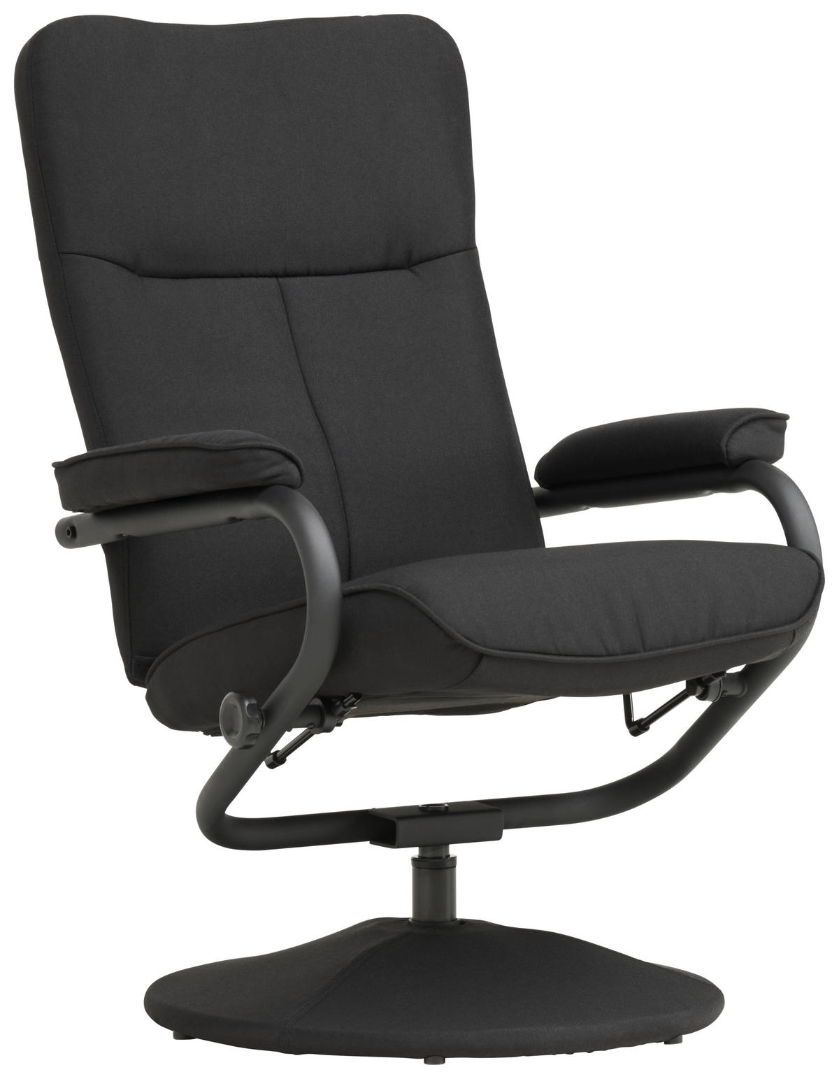 RELAXAČNÍ KŘESLO S TABURETEM, textil, černá - černá, Moderní, kov/textil (68/96.5/76cm) - P & B