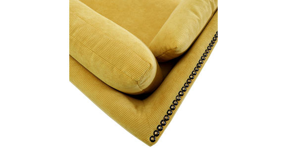 SOFA in Cord Gelb  - Gelb/Schwarz, Design, Textil/Metall (210/70/100cm) - Ambia Home