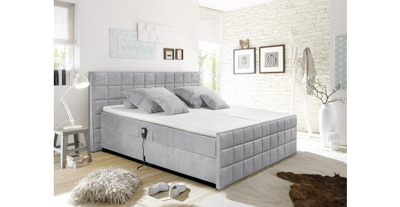 POLSTERBETT gepolstertes Kopfteil, Topper, motorische Verstellbarkeit 180/200 cm in Hellgrau - Hellgrau/Schwarz, Design, Kunststoff/Textil (180/200cm) - Esposa
