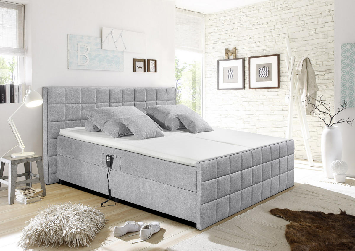 POLSTERBETT 180/200 cm  in Hellgrau  - Hellgrau/Schwarz, Design, Holzwerkstoff/Kunststoff (180/200cm) - Esposa