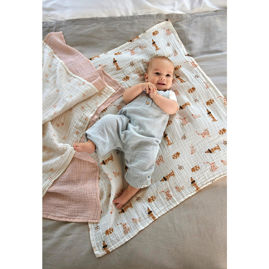 Thumbnail - Lässig Mullwindelnset Little Mateys, Mehrfarbig, Aprikose, Textil, Tier, 85x0.02x85 cm, Pflegen, Wickeln, Mullwindeln