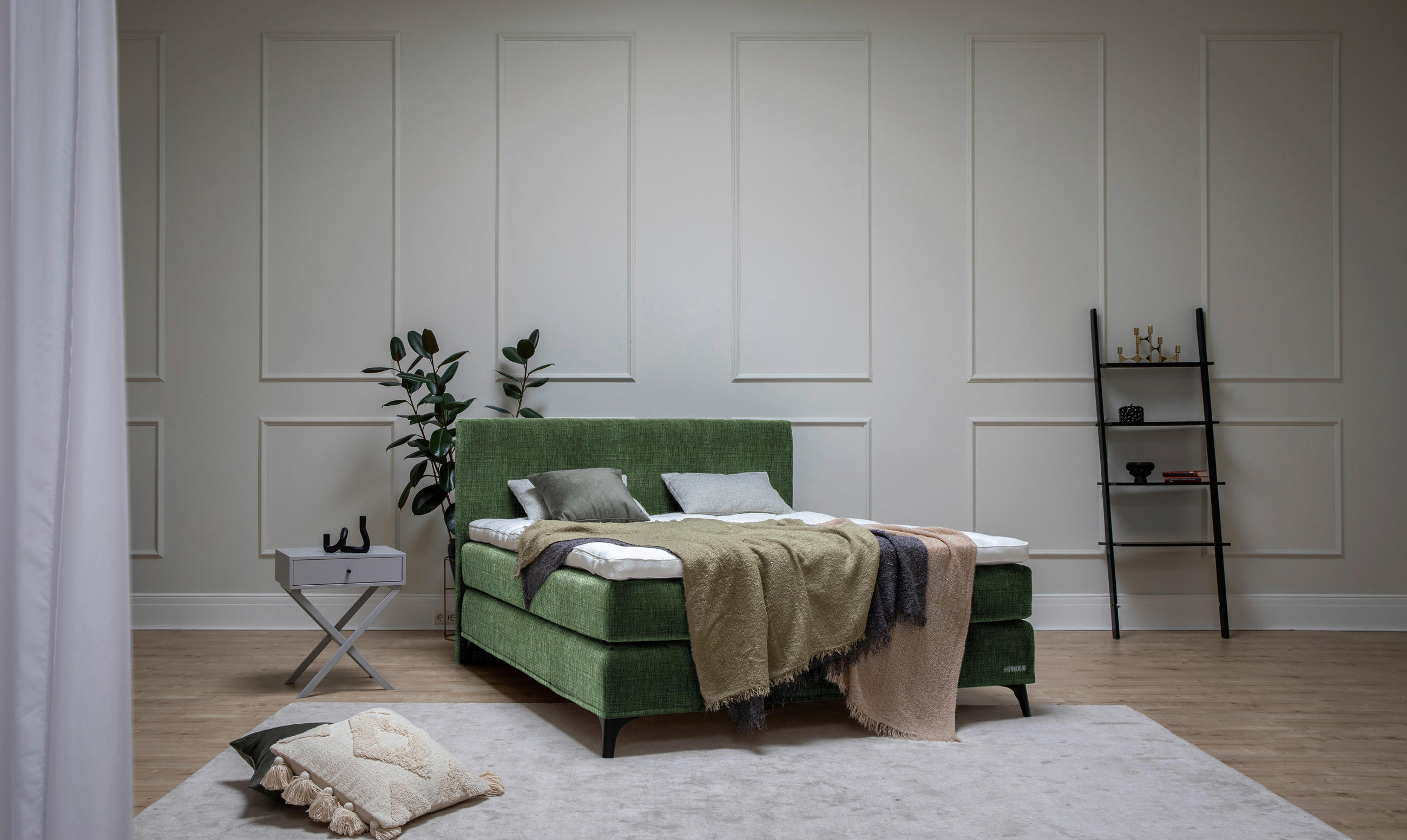 BOXSPRINGBETT 180/200 cm  in Grün  - Schwarz/Grün, Konventionell, Holz/Textil (180/200cm) - Sjöholm