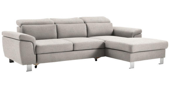 ECKSOFA inkl. Funktionen Ecru Webstoff  - Ecru/Silberfarben, Design, Textil/Metall (250/167cm) - Xora