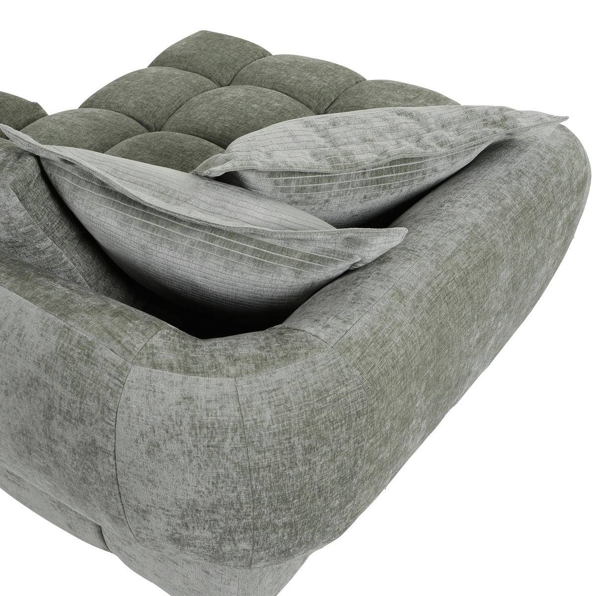 ECKSOFA in Flachgewebe Olivgrün  - Schwarz/Olivgrün, Konventionell, Kunststoff/Textil (156/318cm) - Carryhome