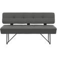 SITZBANK in Metall, Leder Dunkelgrau  - Dunkelgrau/Schwarz, Design, Leder/Metall (185/88/66cm) - Moderano