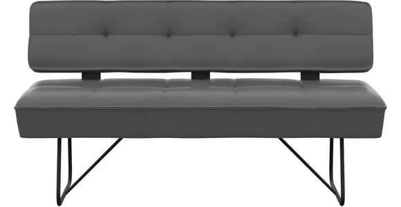 SITZBANK in Metall, Leder Dunkelgrau  - Dunkelgrau/Schwarz, Design, Leder/Metall (185/88/66cm) - Moderano