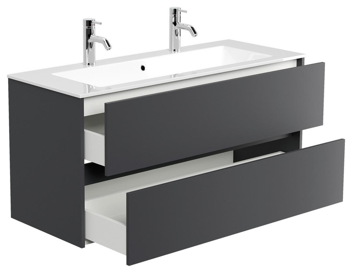 WASCHTISCHKOMBI  - Graphitfarben/Weiß, MODERN, Holzwerkstoff/Stein (120/58,8/46,5cm) - MID.YOU