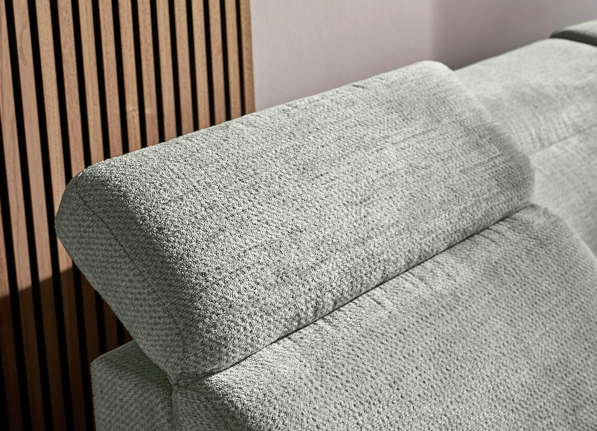 WOHNLANDSCHAFT Grau, Hellgrau Struktur  - Hellgrau/Schwarz, Design, Textil/Metall (190/364/270cm) - Stylife