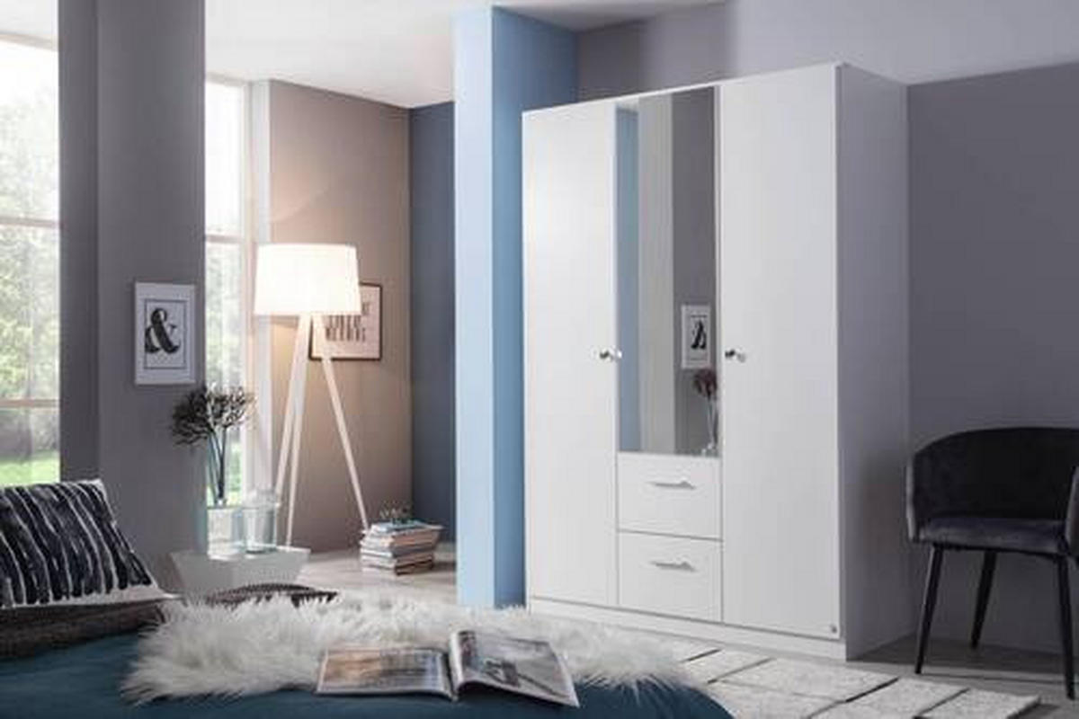 DREHTÜRENSCHRANK in Weiss  - Weiss, Basics, Glas/Holzwerkstoff (136/197/54cm) - Xora
