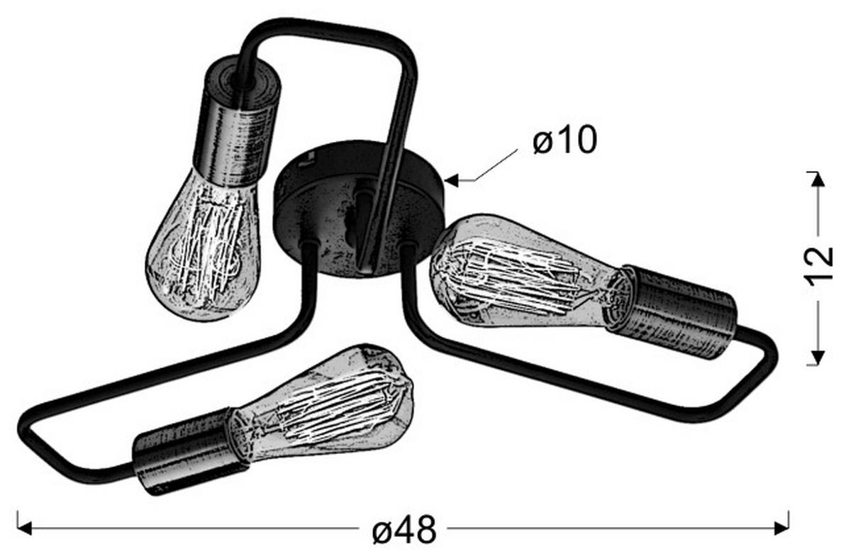 TAKLAMPA 48/48/12 cm  - svart, Klassisk, metall (48/48/12cm)