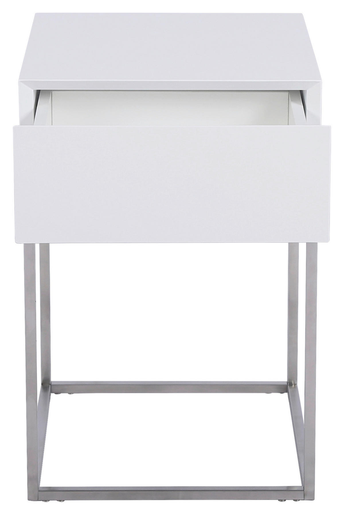 NACHTKÄSTCHEN 40/62/40 cm  in Silberfarben, Weiß  - Silberfarben/Weiß, Basics, Holzwerkstoff/Metall (40/62/40cm) - Xora