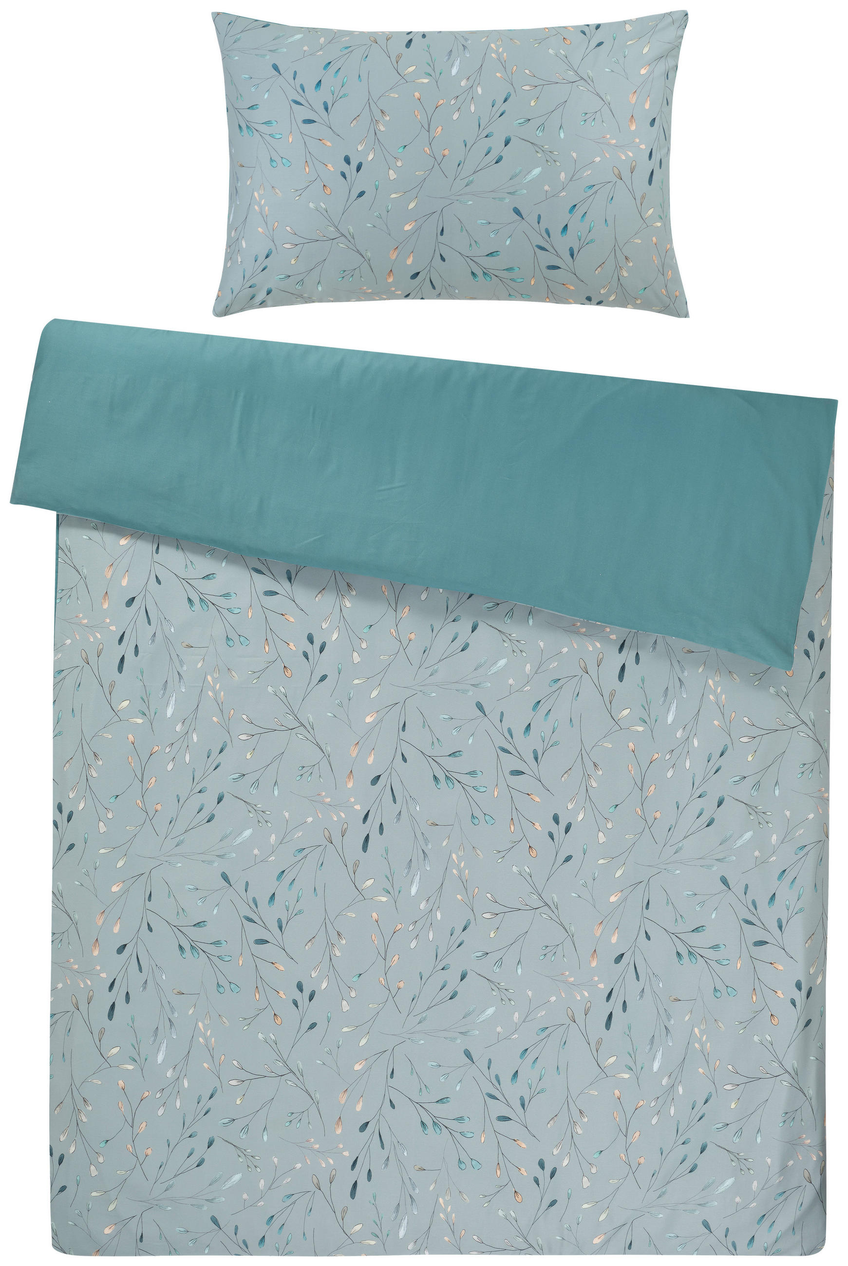 BETTWÄSCHESET Satin 160/210 cm  65 cm/100 cm  - Blau, Basics, Textil (160/210cm) - Ambiente