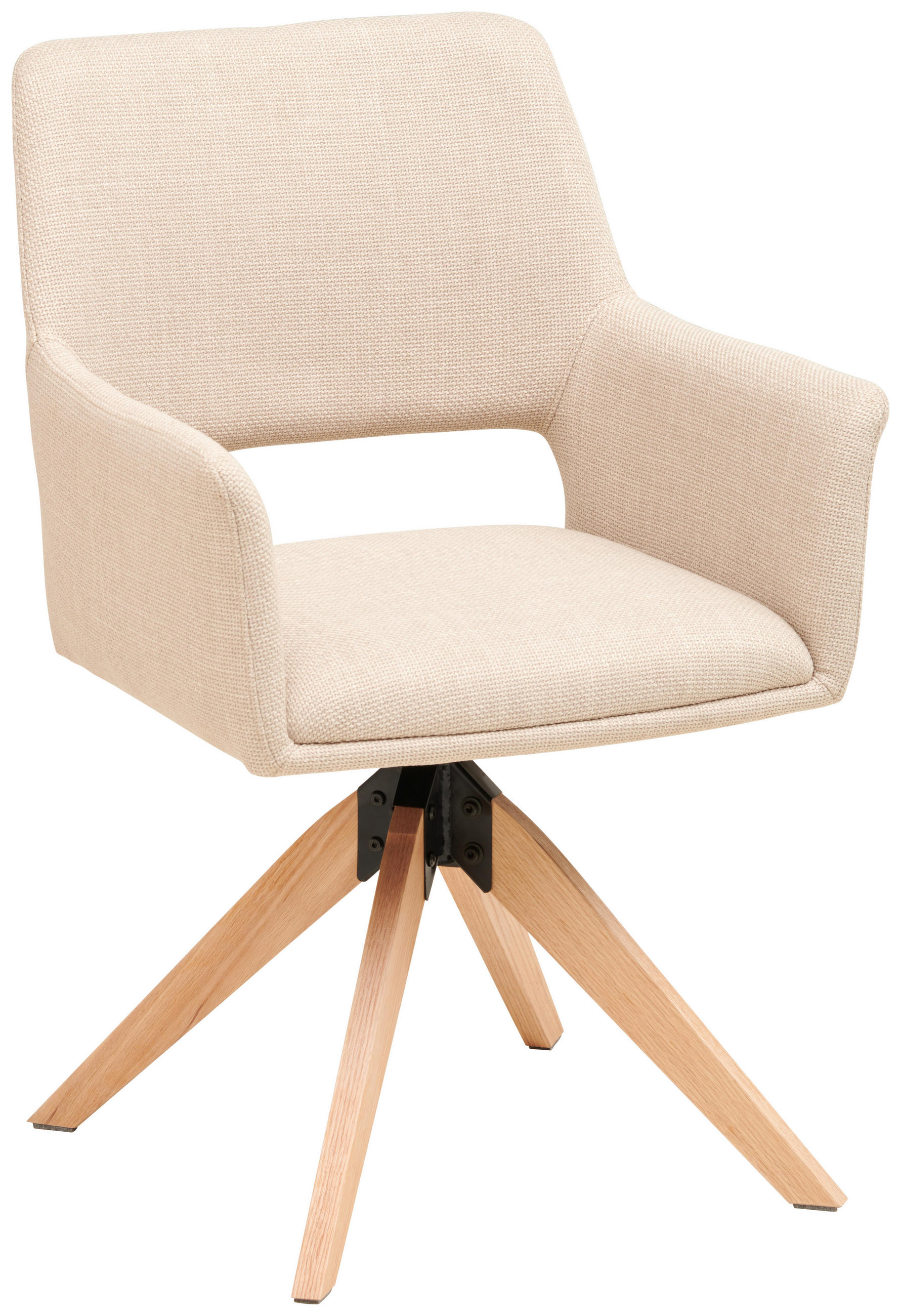 ARMLEHNSTUHL  in Eisen Webstoff  - Beige/Naturfarben, LIFESTYLE, Holz/Textil (62/87/60cm) - MID.YOU