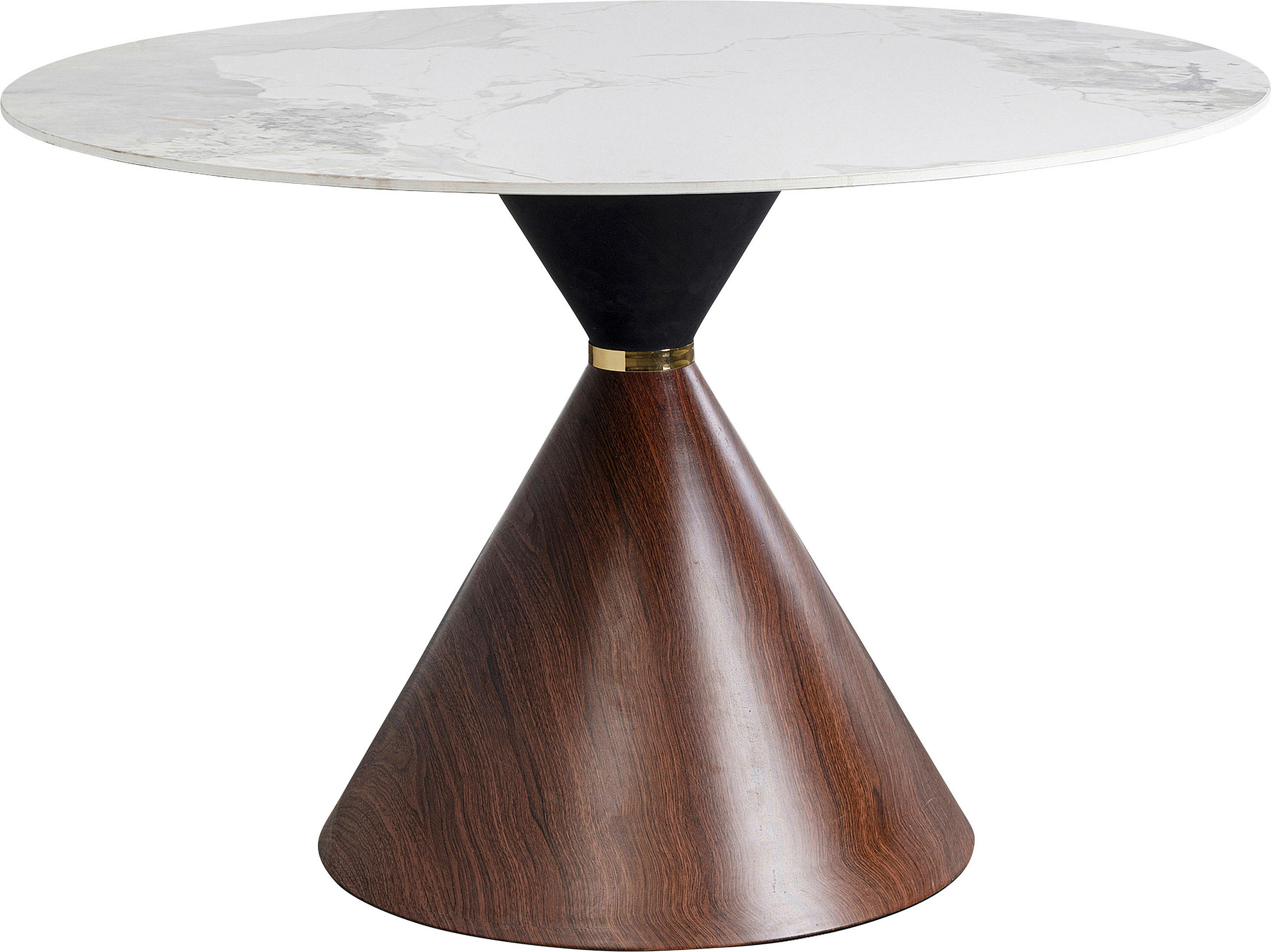 ESSTISCH 120/120/76 cm  Metall, Keramik rund Goldfarben, Hellgrau, Walnussfarben  - Goldfarben/Walnussfarben, Design, Keramik/Metall (120/120/76cm) - Kare-Design