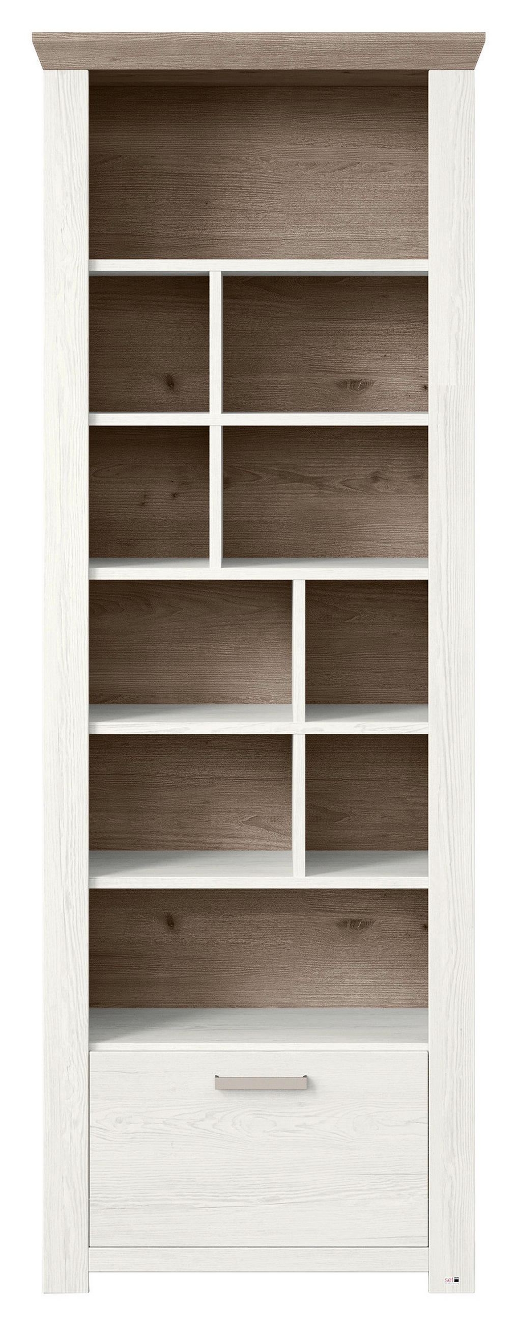REGAL Weiß, Eichefarben  - Eichefarben/Weiß, Design, Holzwerkstoff/Metall (74,5/206,6/42,2cm) - SetOne by Musterring