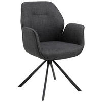 STOLIČKA S PODRÚČKAMI, tkaná textília, tmavosivá - čierna/tmavosivá, Design, kov/textil (61/90/62cm) - MID.YOU