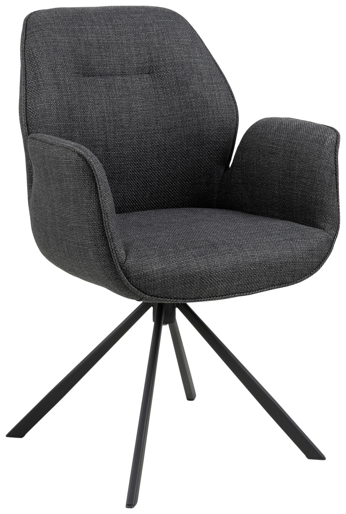 STOLIČKA S PODRÚČKAMI, tkaná textília, tmavosivá - čierna/tmavosivá, Design, kov/textil (61/90/62cm) - MID.YOU