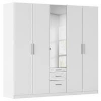 DREHTÜRENSCHRANK 226/210/54 cm,  in Weiß, 5-türig  - Alufarben/Weiß, KONVENTIONELL, Glas/Holzwerkstoff (226/210/54cm) - home24