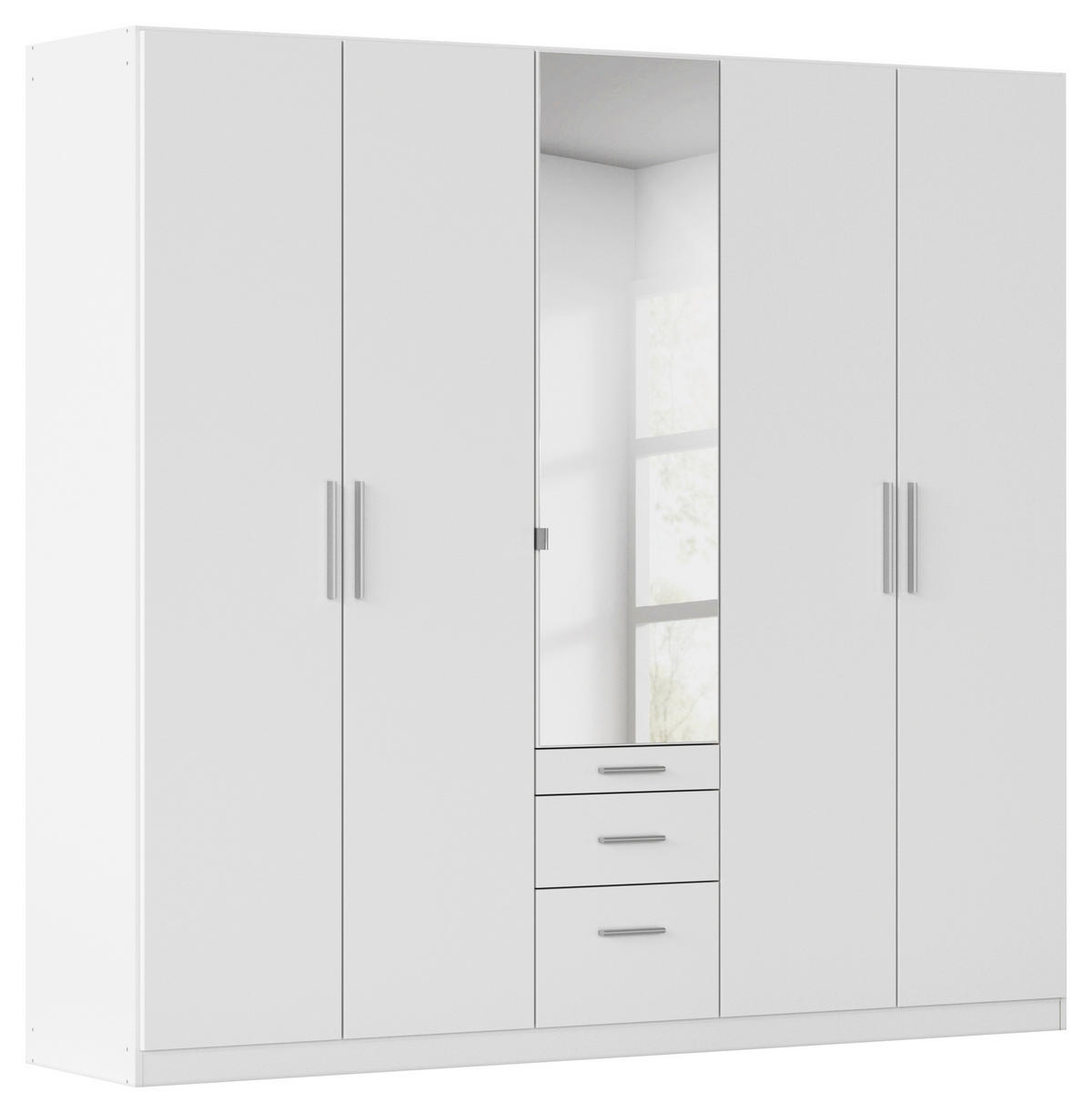 DREHTÜRENSCHRANK 226/210/54 cm,  in Weiß, 5-türig  - Alufarben/Weiß, KONVENTIONELL, Glas/Holzwerkstoff (226/210/54cm) - home24