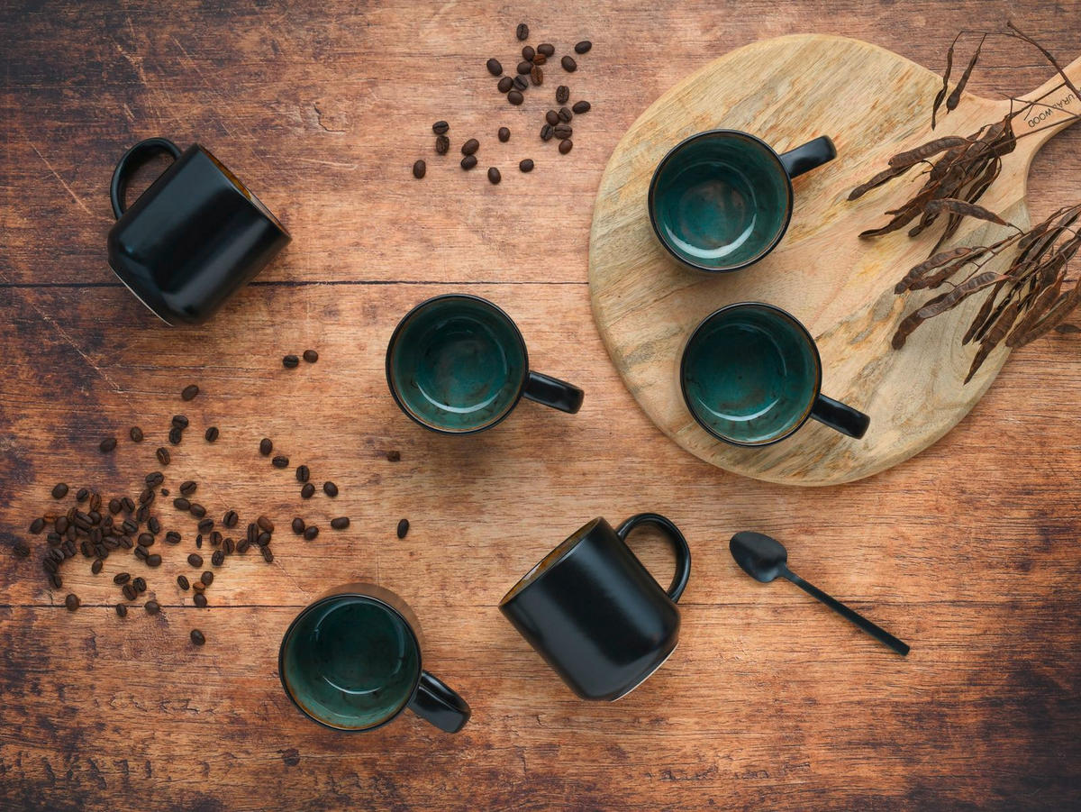 KAFFEEBECHERSET 6-teilig  - Grün, Trend, Keramik - Creatable