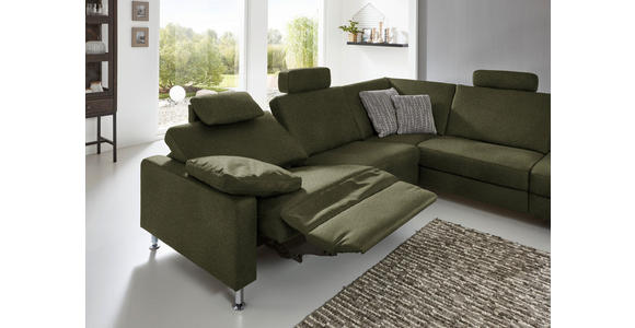 ECKSOFA in Mikrofaser Dunkelgrün 275/242 cm - Dunkelgrün/Alufarben, Design, Textil/Metall (275/242cm) - Dieter Knoll