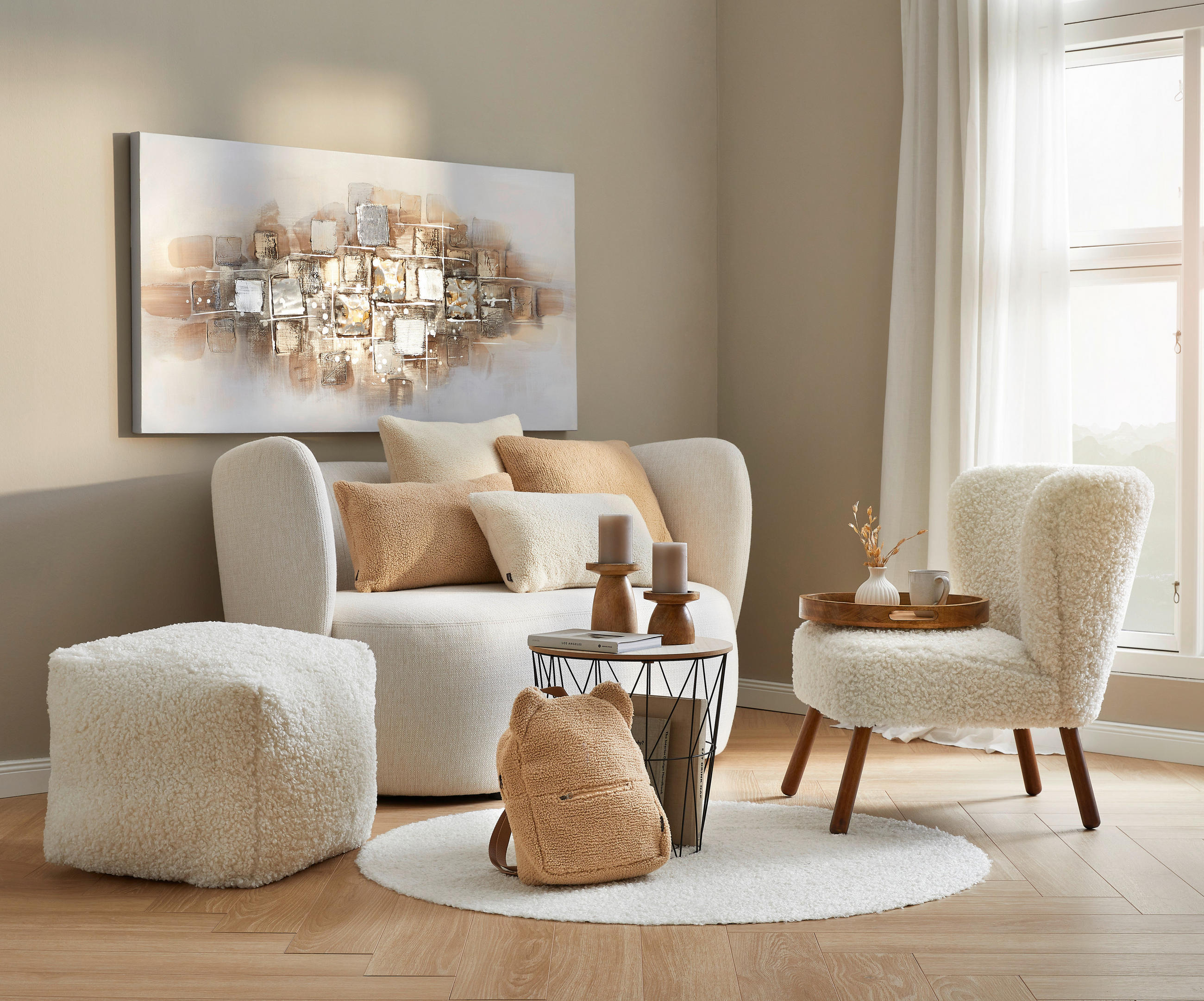 ODKLÁDACÍ STOLEK, přírodní barvy, černá - černá/přírodní barvy, Design, kov/dřevo (40/40/41cm) - Ambia Home