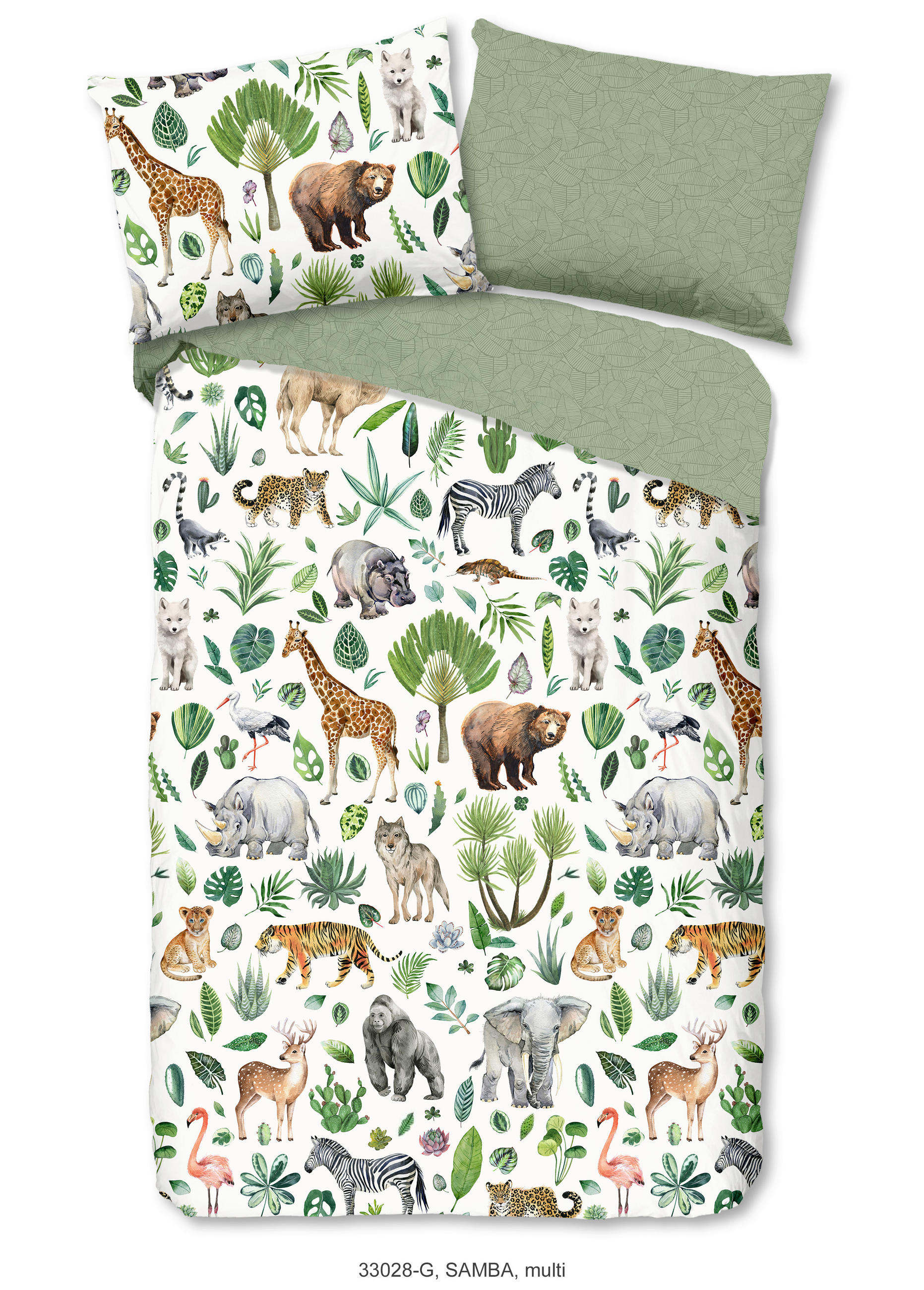 KINDERBETTWÄSCHE 140/200 cm  - Weiß/Grün, Trend, Textil (140/200cm)