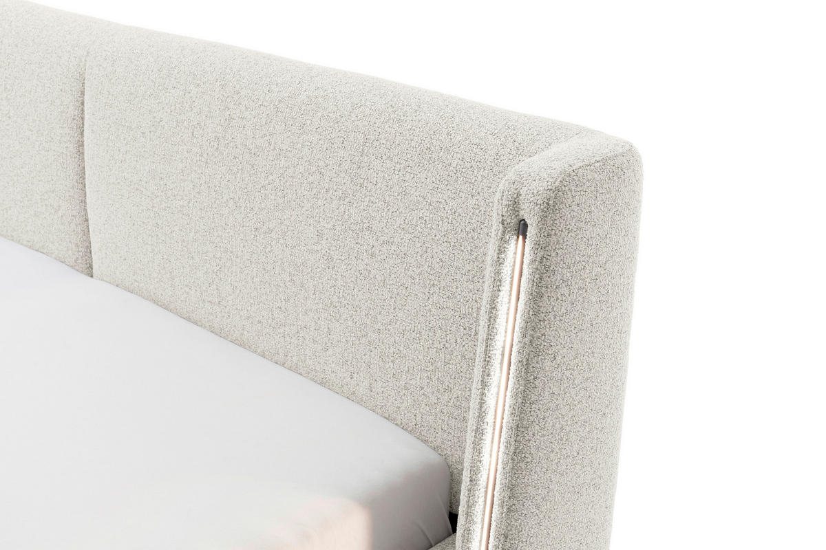 POLSTERBETT Beleuchtung 180/200 cm  in Creme  - Creme/Schwarz, MODERN, Textil/Metall (180/200cm) - Novel