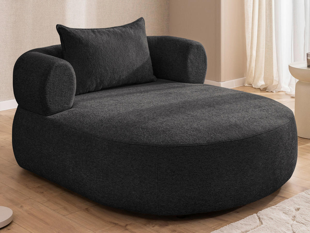 XXL-SESSEL Chenille Schwarz    - Schwarz, Design, Kunststoff/Textil (122/76/156cm) - Livetastic