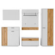 GARDEROBE 5-teilig  in 284/201/37 cm  - Eichefarben/Weiß, Design, Glas/Holzwerkstoff (284/201/37cm) - Xora