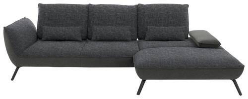 ECKSOFA in Flachgewebe Anthrazit  - Anthrazit/Schwarz, Design, Textil/Metall (301/191cm) - Moderano
