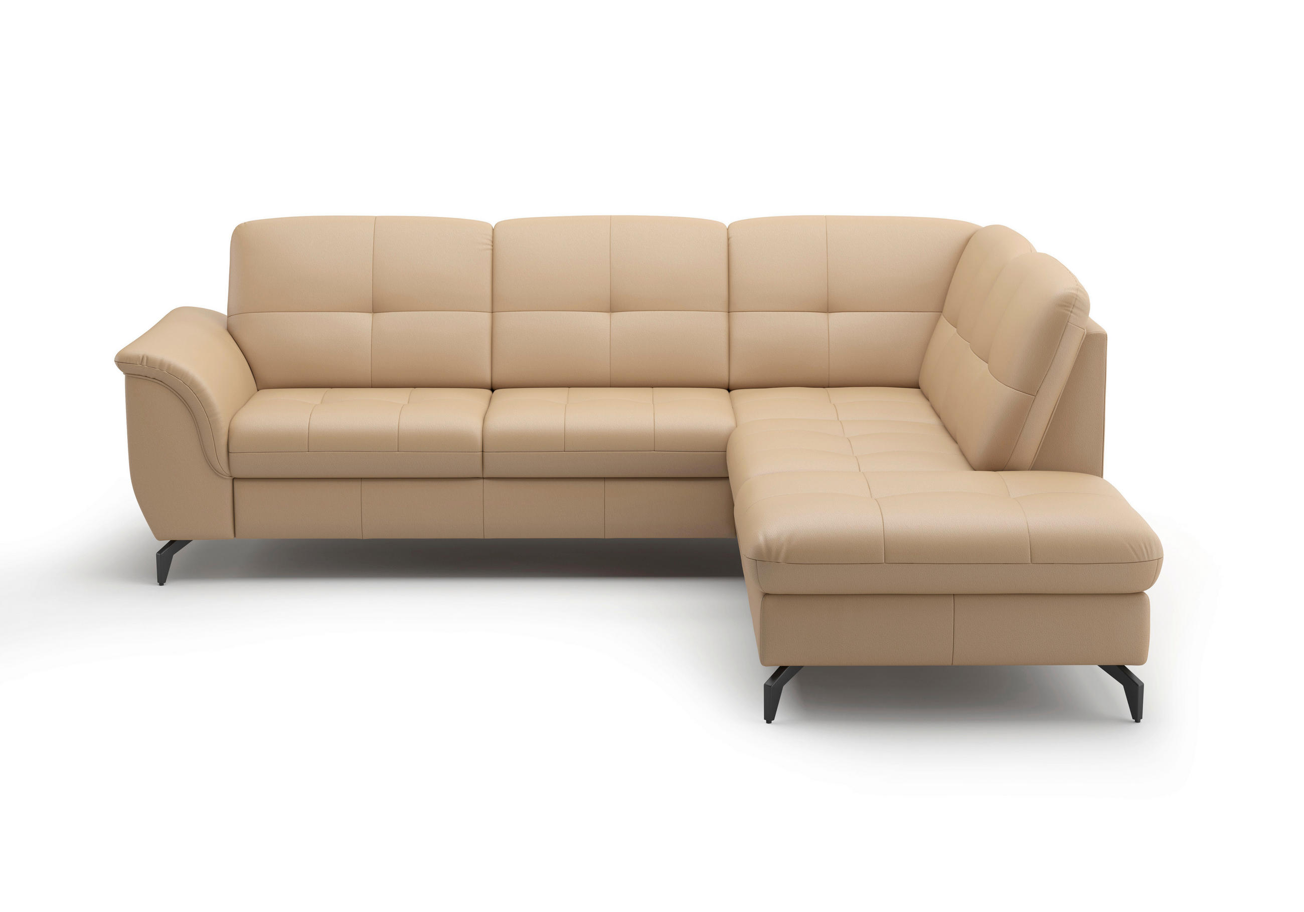 ECKSOFA in Vliesstoff Kombination Echtleder/Stoff Cappuccino  244/212 cm  - Schwarz/Cappuccino, MODERN, Leder/Textil (244/212cm) - Sit & More