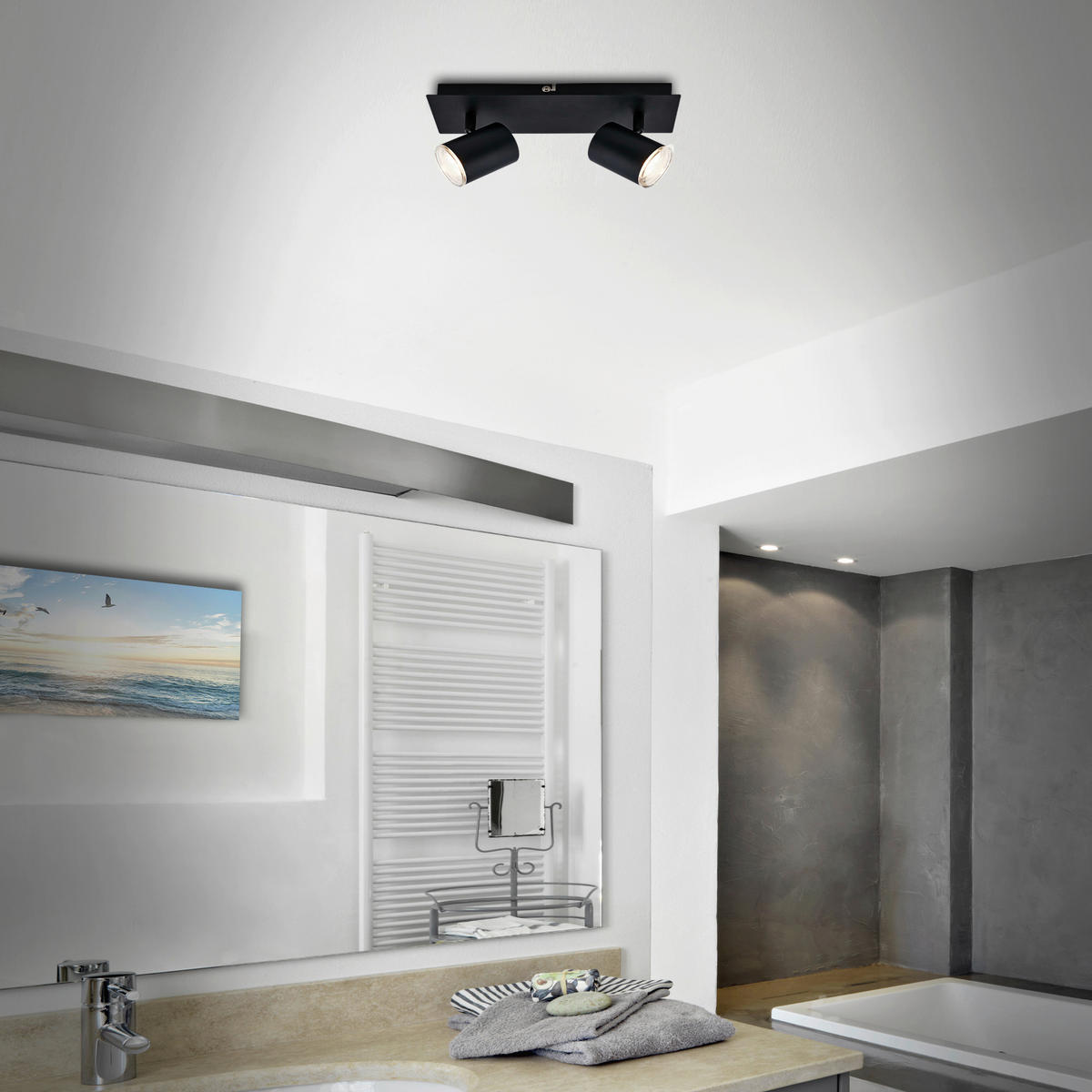 BADEZIMMER-DECKENLEUCHTE 29/9,9/11,2 cm   - Schwarz, Design, Kunststoff/Metall (29/9,9/11,2cm) - Briloner