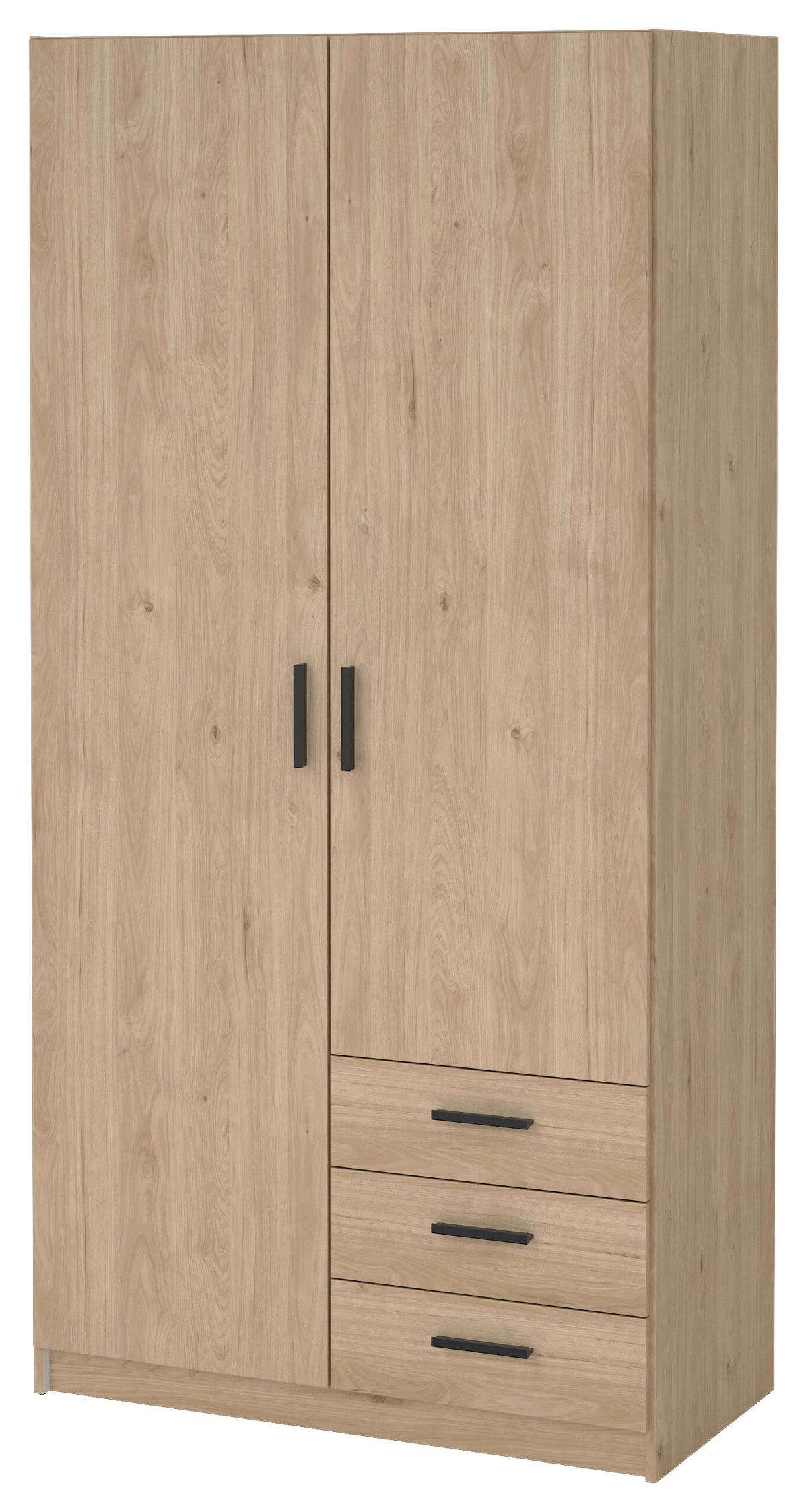 KLEIDERSCHRANK in Eichefarben  - Eichefarben/Schwarz, Basics, Holzwerkstoff/Metall (98,5/200,4/49,8cm) - MID.YOU