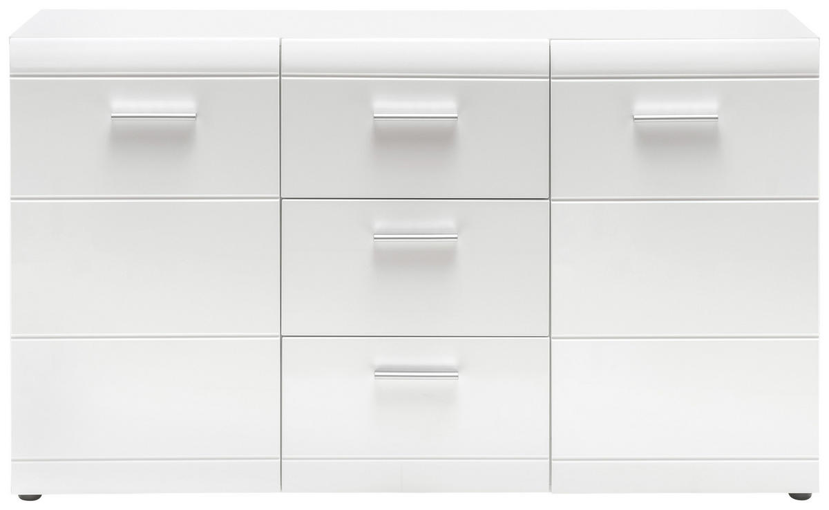KOMODA, bela  - srebrne barve/bela, Design, umetna masa/leseni material (144/86/40cm) - Carryhome